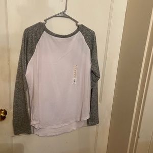 White/ grey Ragland long sleeve top